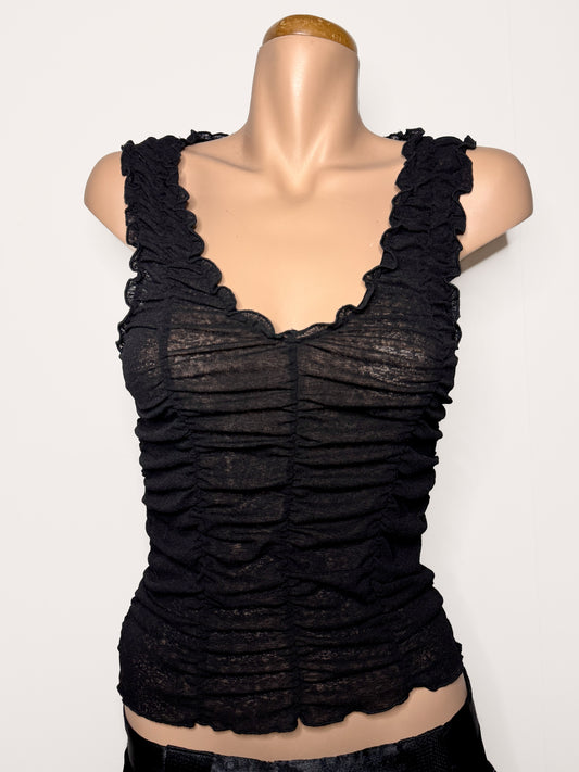 00's Ruched mesh tank top • Size M