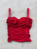 Load image into Gallery viewer, 00's Red ruched bustier • Size XS
