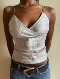 Load image into Gallery viewer, French 00's chrome velvet sequin snake print strappy cami • Size S