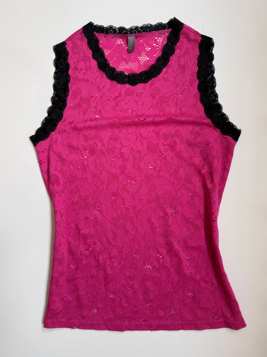 00's Hot pink lace tank • Size L