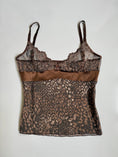 Load image into Gallery viewer, 00's Leopard mesh cami w satin ribbon • Size L