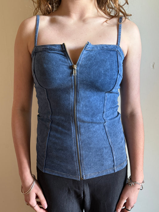 00's Mango denim look zipper cami • Size S-M