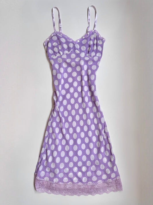 French 00's Lilac polka dot midi • Size XS