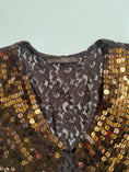 Load image into Gallery viewer, 00's Brown Lace sequin top • Size L