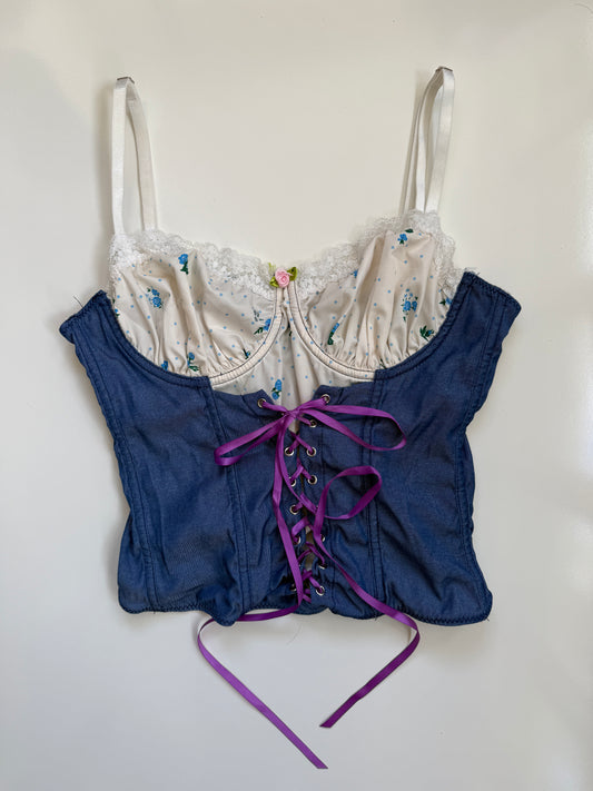 Ribbon lace up corset top • Size 10
