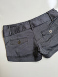 Load image into Gallery viewer, 00's Jennyfer dark chrome pinstripe micro shorts • Size 8