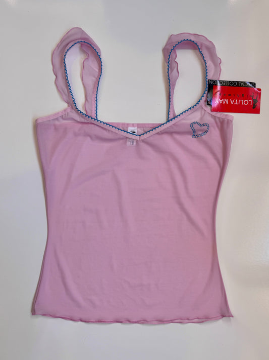 Deadstock 00's mesh cami w diamante heart • Size M