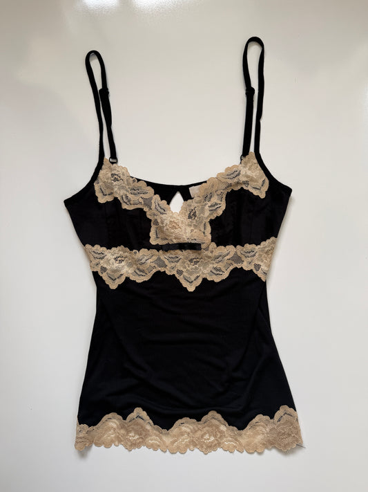 00's Mango Suit cotton cami w lace trim • Size M