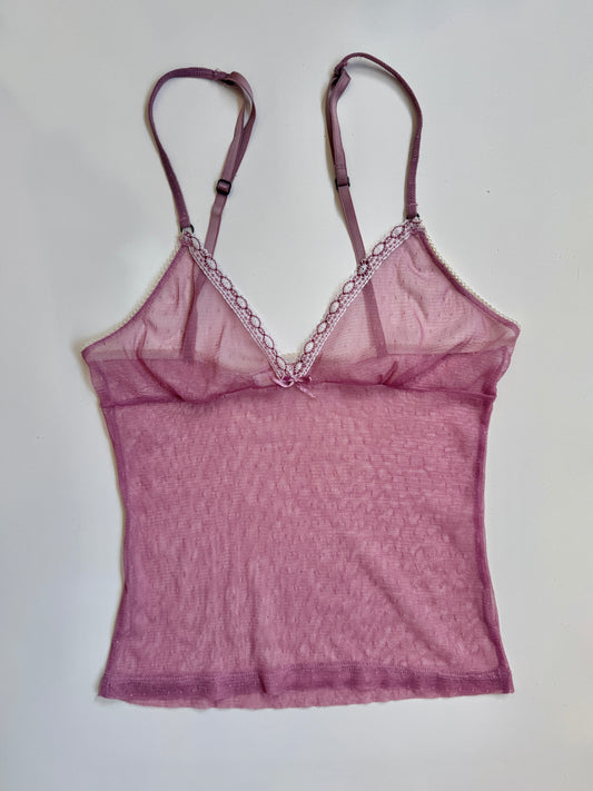 00's Bershka pink mesh cami • Size XS/S