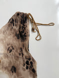 Load image into Gallery viewer, 00's Mango leopard print one shoulder top w beade• Size Sd/suede detail