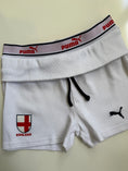 Load image into Gallery viewer, 00's Puma England mini shorts w foldover waist • Size S