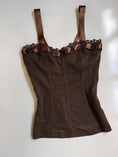 Load image into Gallery viewer, 00's Brown shimmer bustier w ribbon • Size S