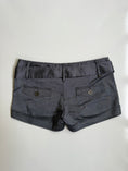 Load image into Gallery viewer, 00's Jennyfer dark chrome pinstripe micro shorts • Size 8