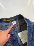 Load image into Gallery viewer, 00's Studded denim micro mini w embroidered back pockets • Size 10