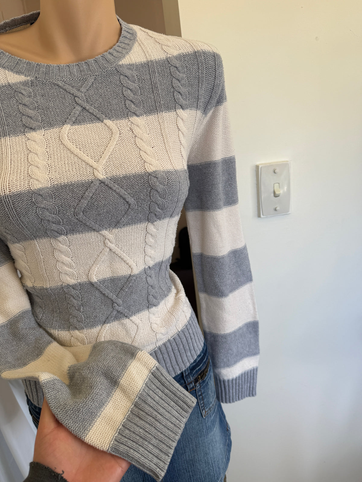 00's Chaps striped cable knit • Size M