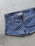 Load image into Gallery viewer, 00's Polka dot denim micro shorts • Size 6-8