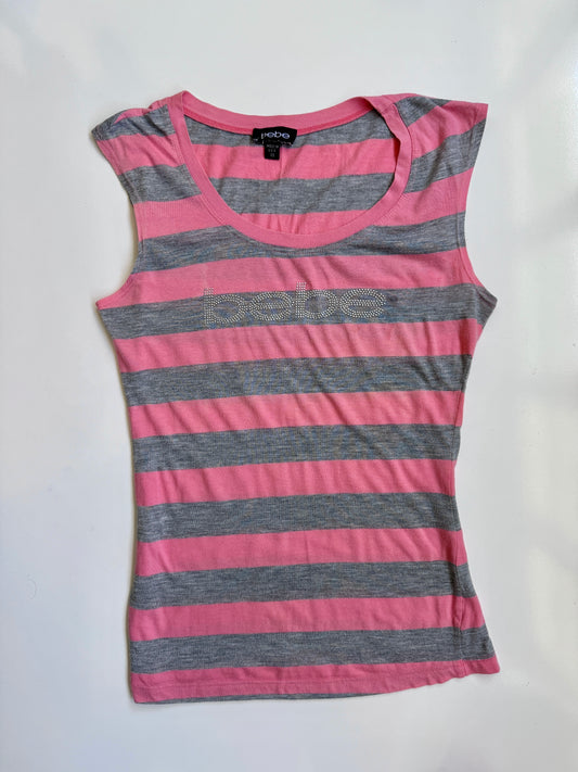 00's Bebe striped diamante top • Size XS/S