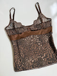 Load image into Gallery viewer, 00's Leopard mesh cami w satin ribbon • Size L