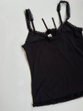 Load image into Gallery viewer, 00's Black mesh cami w ribbon flower motif • Size S