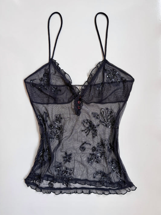 00's Mango silk blend embellished cami • Size S