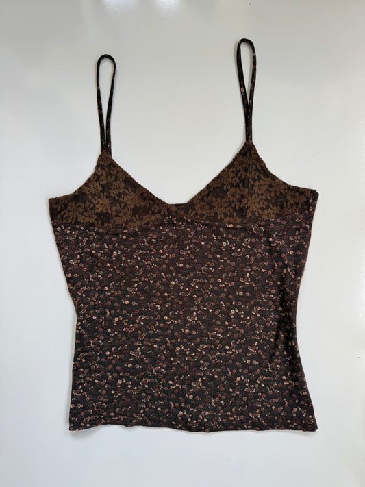 00's Brown floral/lace cami • Size L