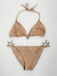 Load image into Gallery viewer, 00's Faux Suede beaded bikini set • Size M