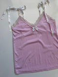 Load image into Gallery viewer, 00's Baby pink coquette ribbed cami w ribbon straps• Size L/XL