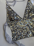 Load image into Gallery viewer, Deadstock 00's Cover Girl silver sequin backless halter • Size M/L
