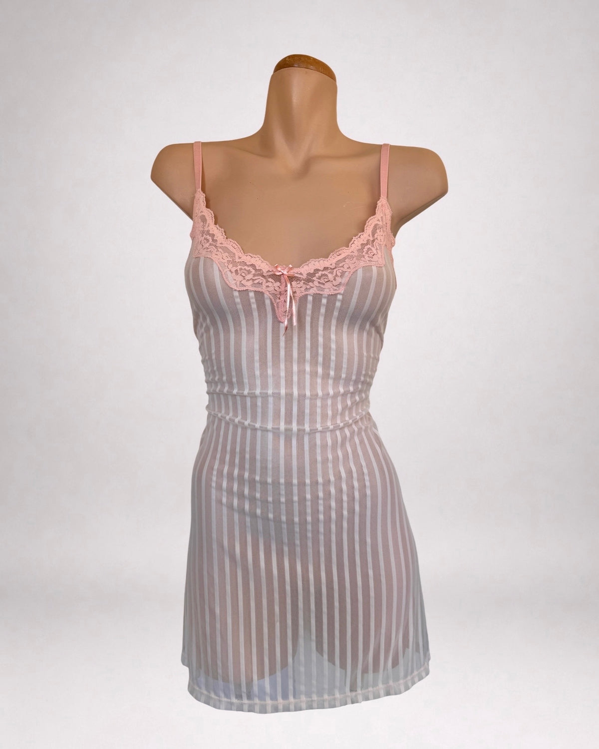 00's Heidi Klum striped mesh slip • Size S
