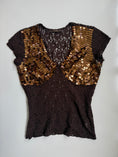 Load image into Gallery viewer, 00's Brown Lace sequin top • Size L