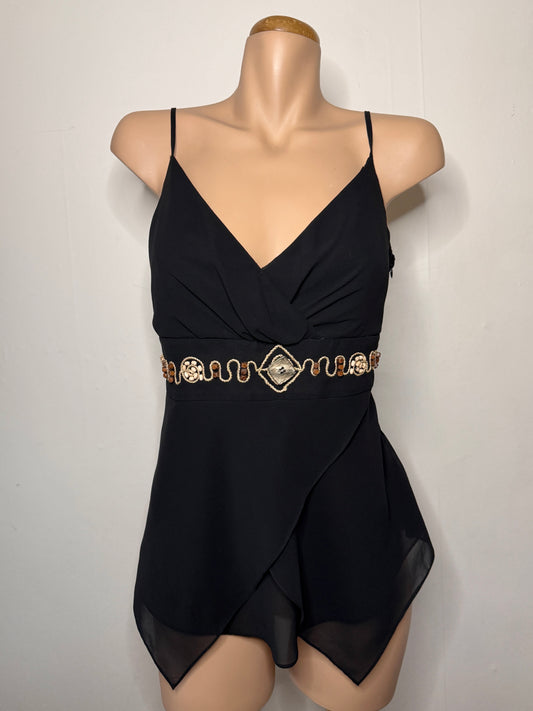 00's Sheer asym beaded fairy cami • Size 12