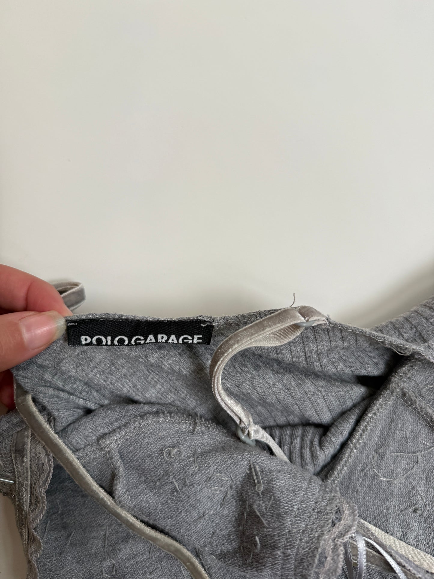 00's Polo Garage ribbed cami w lace sequin detail • Size S