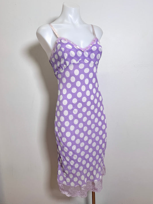 French 00's Lilac polka dot midi • Size XS