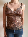 Load image into Gallery viewer, 00's Leopard mesh cami w satin ribbon • Size L