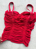 Load image into Gallery viewer, 00's Red ruched bustier • Size XS