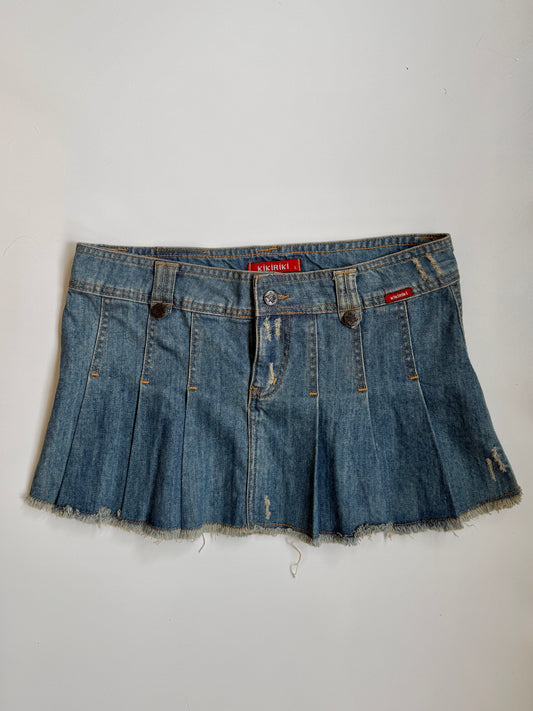 00's Denim pleated mini • Size 10