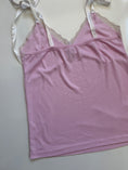 Load image into Gallery viewer, 00's Baby pink coquette ribbed cami w ribbon straps• Size L/XL