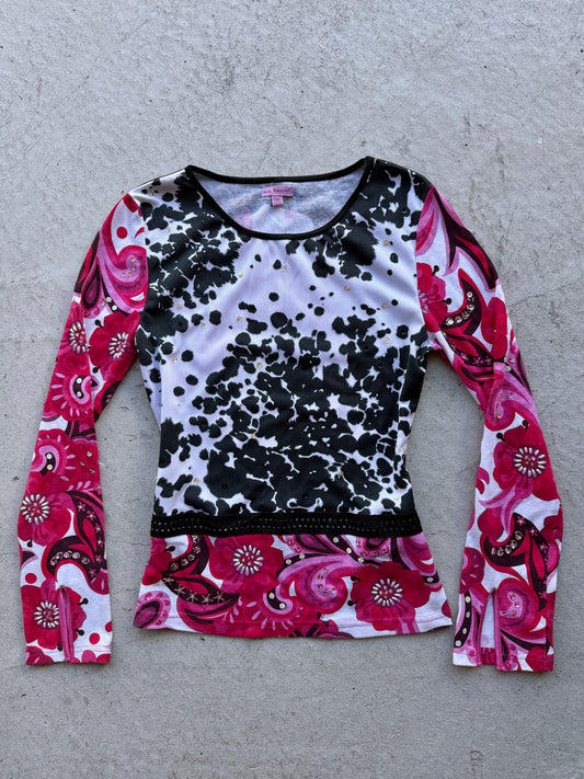 00's Ana Banana cotton sequin pattern long sleeve• Size M