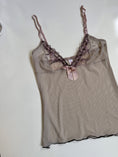 Load image into Gallery viewer, 00's Mesh embroidered cami w ribbon • Size M