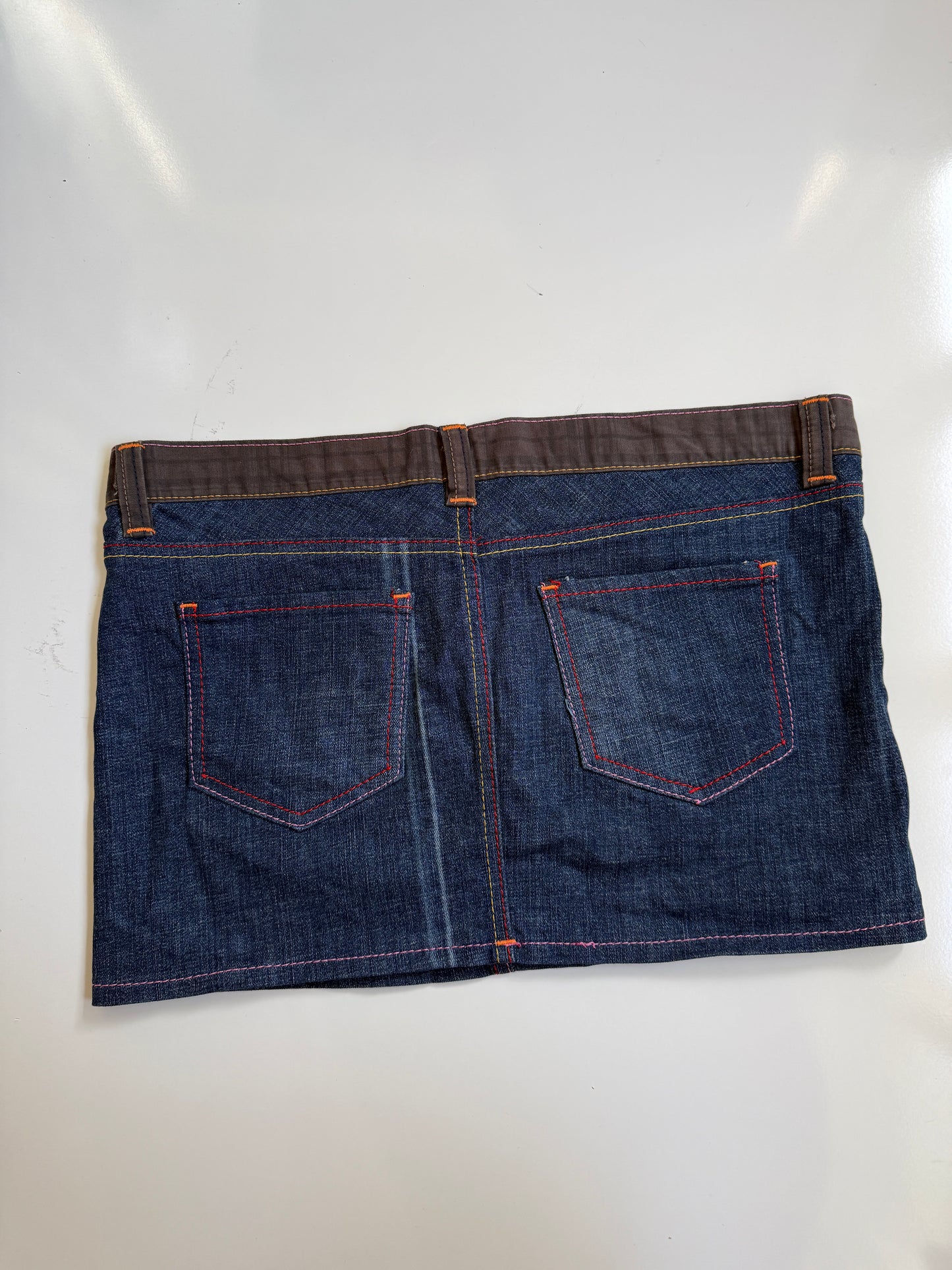00's Denim mini w plaid trim *Blue • Size 10