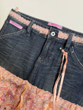 Load image into Gallery viewer, 00's French denim sheer midi w lace ribbon detail • Size 8