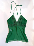Load image into Gallery viewer, 00's Mango sheer silk beaded halter *Green • Size S
