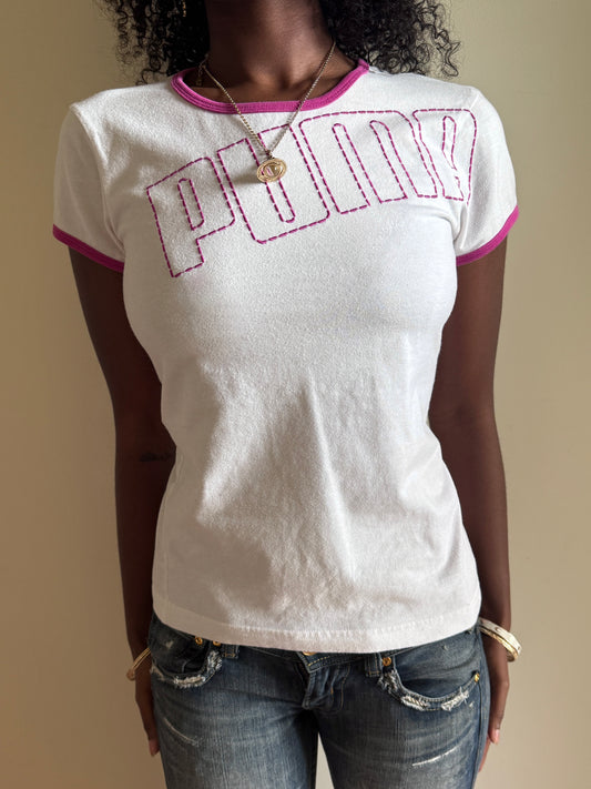 00's Puma embroidered spell out baby tee • Size M