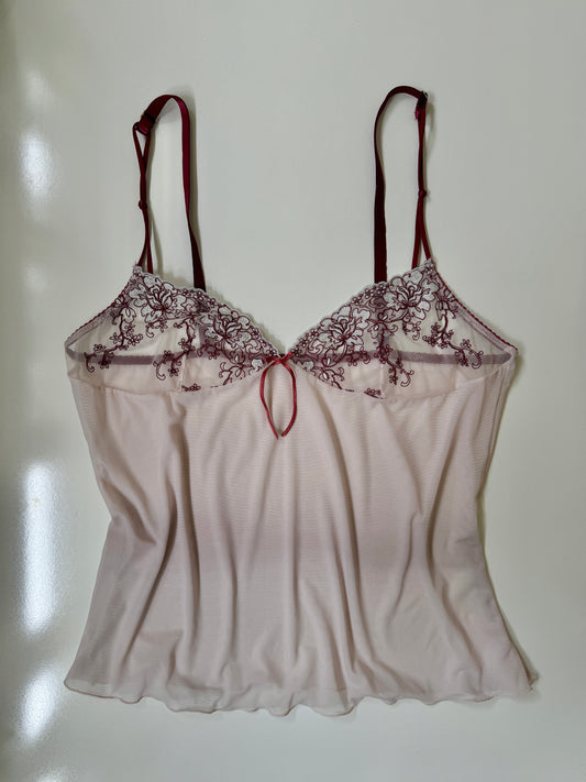00's Mesh embroidered cami • Size XL