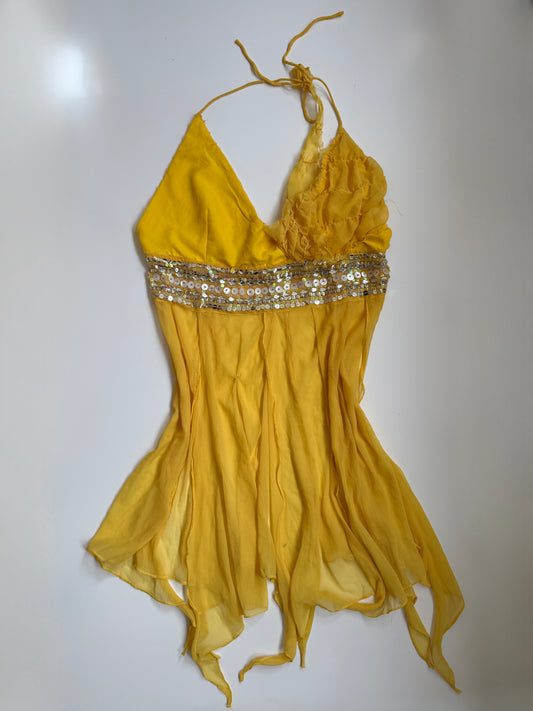 00's asym fairy long halter w sequins • Size S
