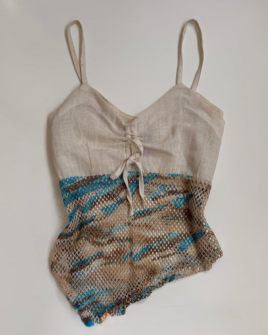 00's Cotton asym cami w mesh camo detail • Size M