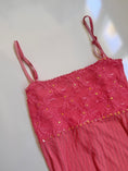 Load image into Gallery viewer, 00's Salmon pinstripe sequin lace cami w tie back • Size M