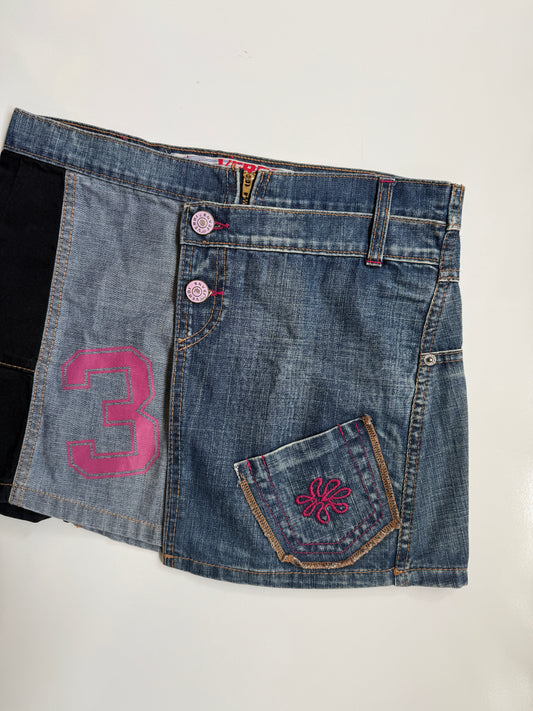 00's Sporty wrap denim mini • Size 10