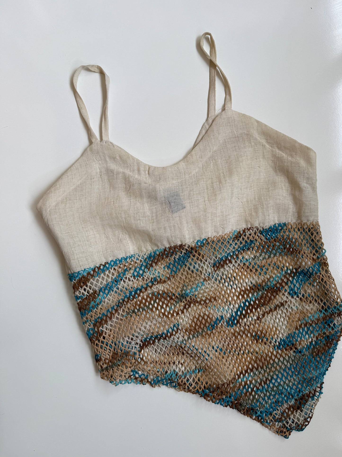 00's Cotton asym cami w mesh camo detail • Size M