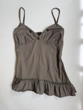 Load image into Gallery viewer, Italian 00's Khaki coin detail asym cami • Size S